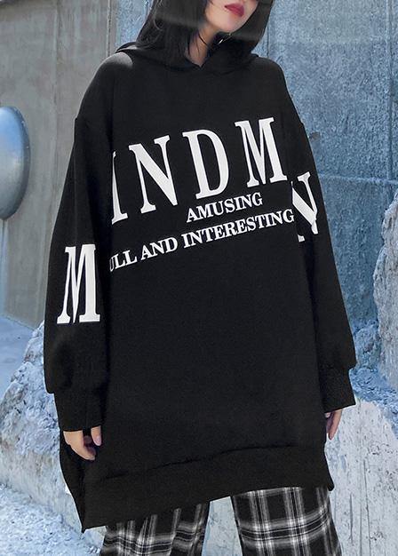 Unique Hooded Patchwork False Two Pieces Tops Ideas Black Tops