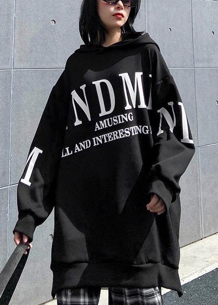 Unique hooded patchwork false two pieces tops Fashion Ideas black tops