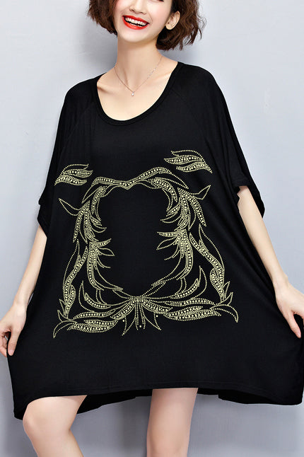 Unique O Neck Cotton Blouse Stylish Inspiration Black Silhouette Top Summer