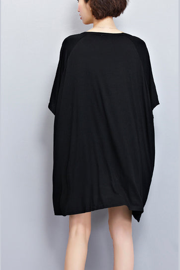 Unique O Neck Cotton Blouse Stylish Inspiration Black Silhouette Top Summer