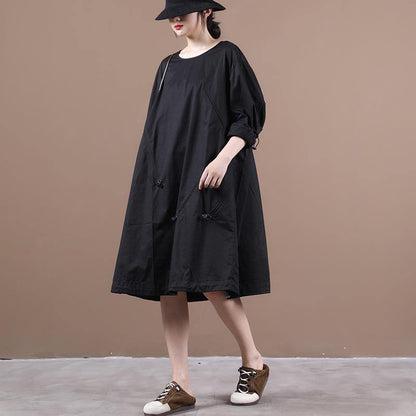 Unique O Neck Drawstring Clothes Inspiration Black Dresses