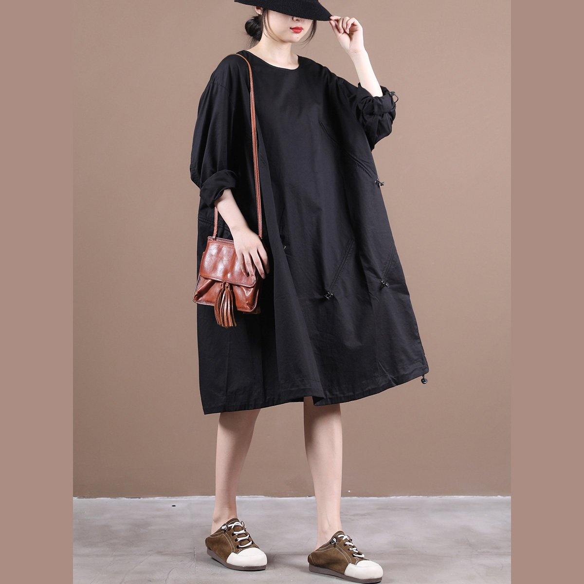 Unique O Neck Drawstring Clothes Inspiration Black Dresses