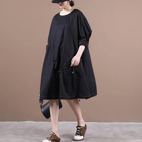 Unique O Neck Drawstring Clothes Inspiration Black Dresses