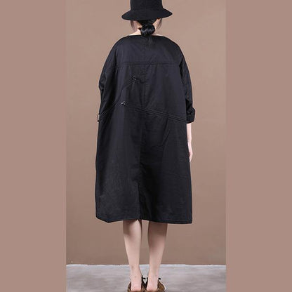 Unique O Neck Drawstring Clothes Inspiration Black Dresses