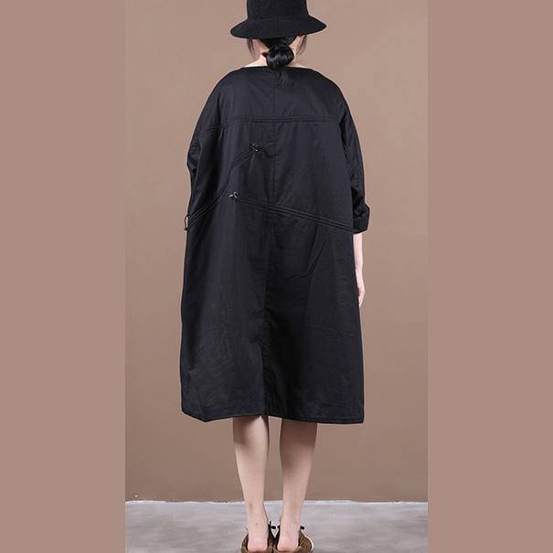 Unique O Neck Drawstring Clothes Inspiration Black Dresses