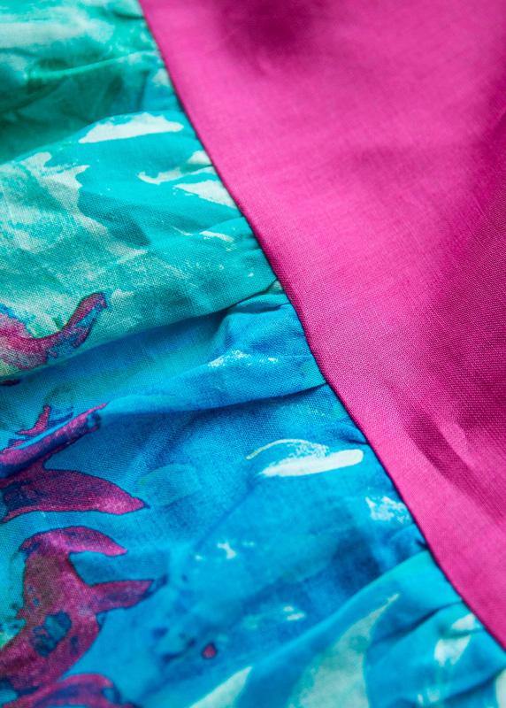 Unique O Neck Large Hem Cotton Linen Clothes for Rose Patchwork Dresses Summer