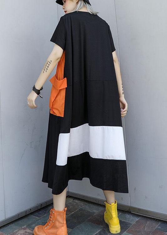 Unique Orange Cotton Wardrobes Patchwork Kaftan Summer Dress