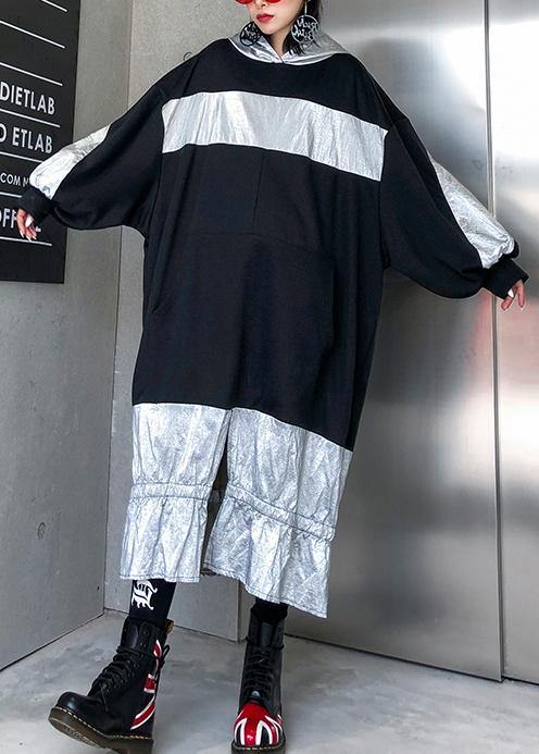 Unique Patchwork Hooded Cotton Tunic Ideas Black Dress