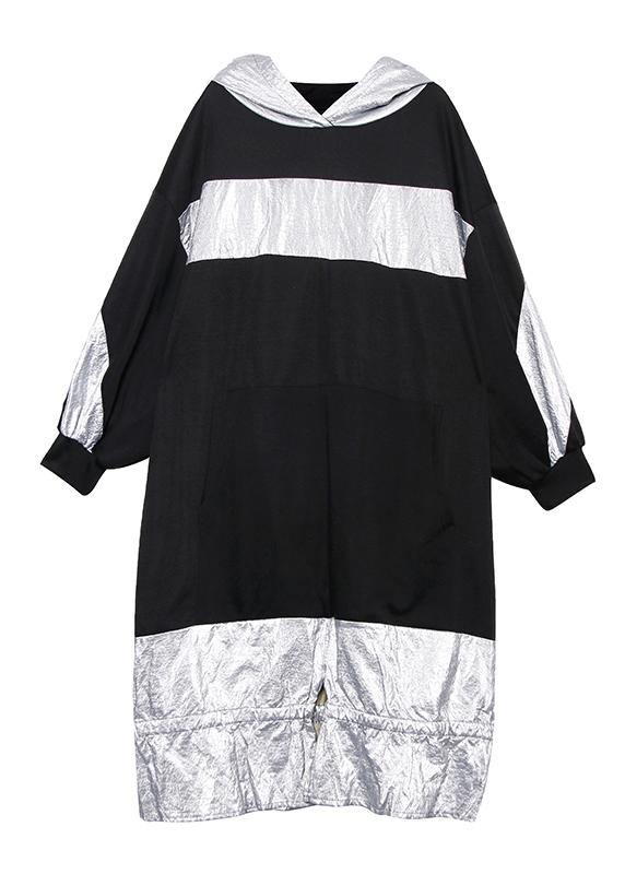 Unique Patchwork Hooded Cotton Tunic Ideas Black Dress