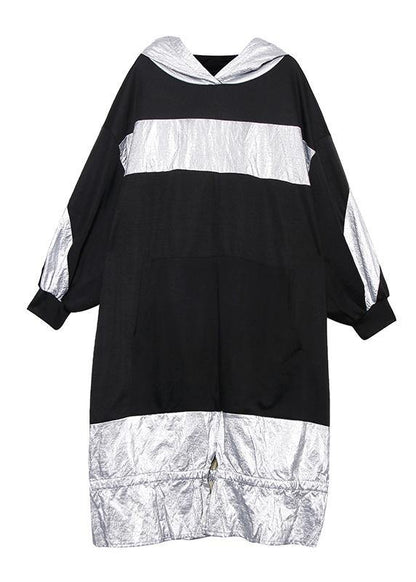 Unique Patchwork Hooded Cotton Tunic Ideas Black Dress