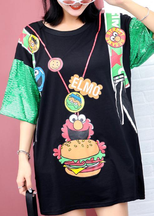 Unique Prints Cotton Blouse Sewing Black O Neck Blouses Summer