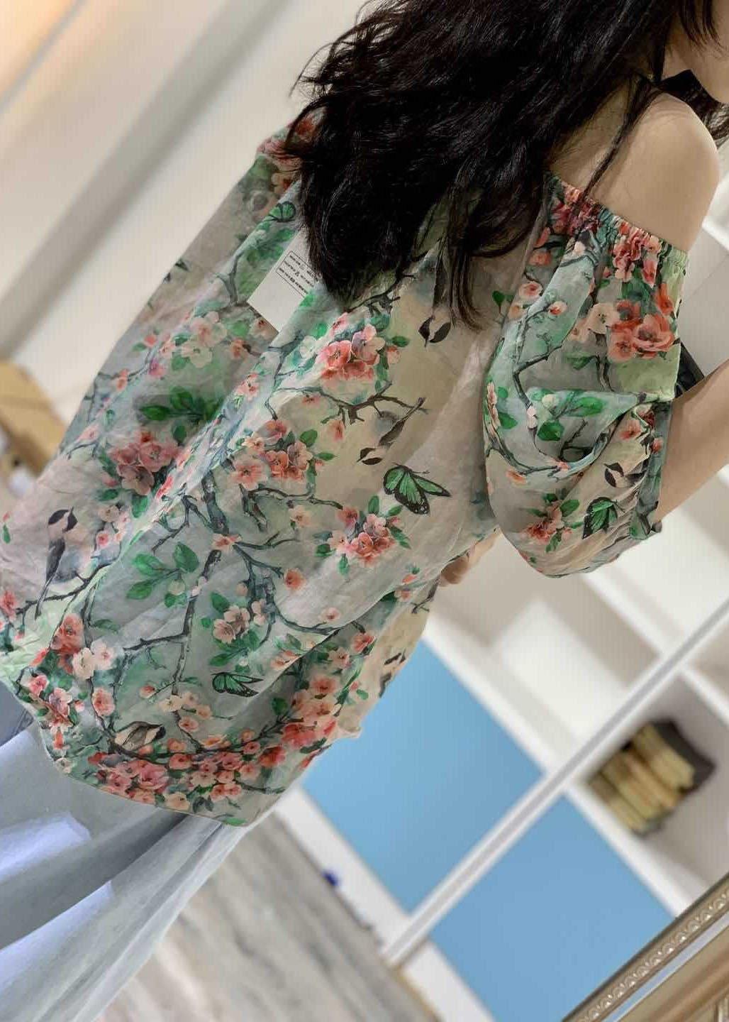Unique Prints Linen Clothes Half Sleeve Box Fall Blouses