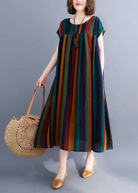 Unique Blue Geometry Clothes O Neck Large Hem Love Summer Dresses