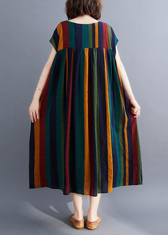 Unique Blue Geometry Clothes O Neck Large Hem Love Summer Dresses