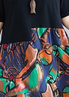 Unique Red Print Quilting Clothes O Neck Patchwork a Line Dress