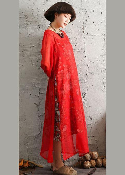 Unique Red Silk Clothes Side Open a Line Summer Dresses