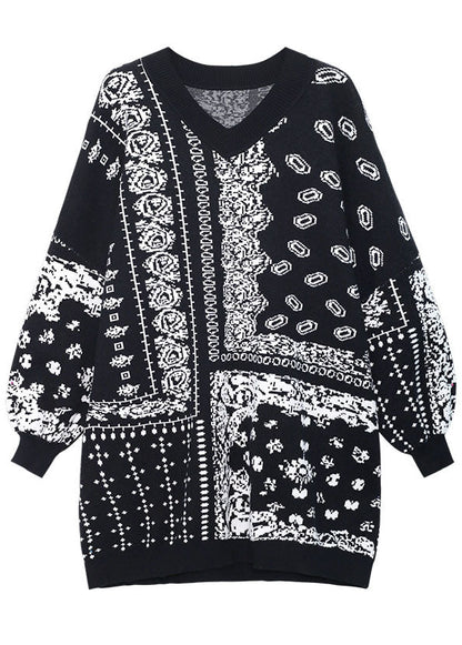 Unique Retro V Neck Jacquard Cozy Fall Hoodie