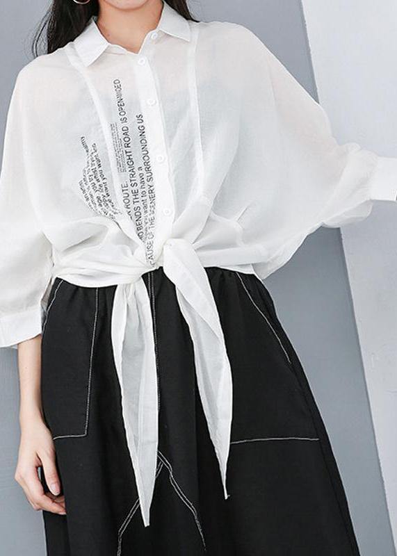 Unique Silk Linen Blended Clothes for Summer Irregular Printed Button-down Shirt
