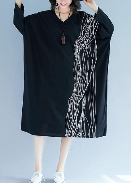Unique V Neck Baggy Cotton Tunics Tutorials Black Cotton Robes Dress