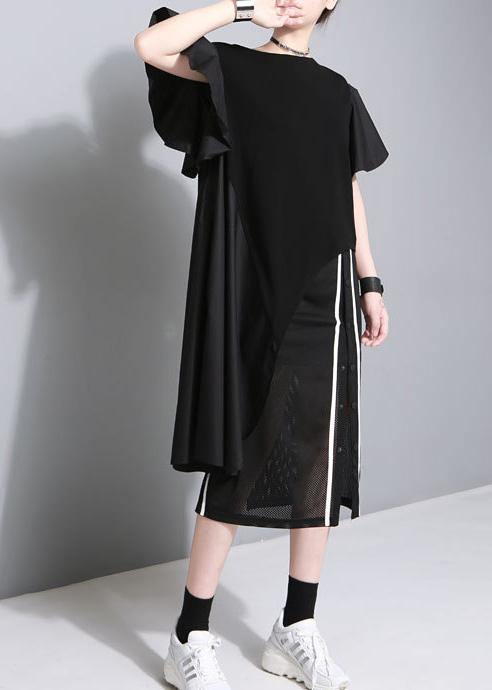 Unique White Cotton Clothes Petal Sleeve Baggy Side Open Summer Dress