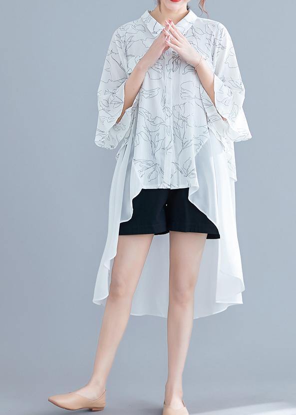 Unique White Print Chiffon Outfit Omychic Work O Neck Patchwork Asymmetric a Line Summer Dresses