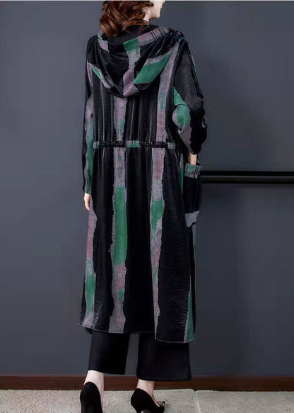 Unique Tie Waist Cotton High Neck Dresses Catwalk Black Loose Dress