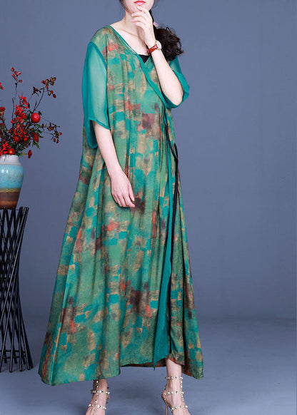 Apricot V Neck Print Asymmetrical Design Fall Holiday Dress Long Sleeve