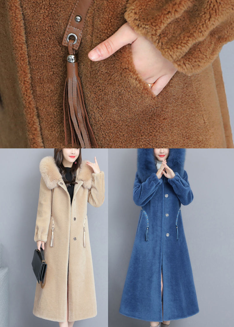 Beige Nail Bead Thick Winter Long Sleeve Parka