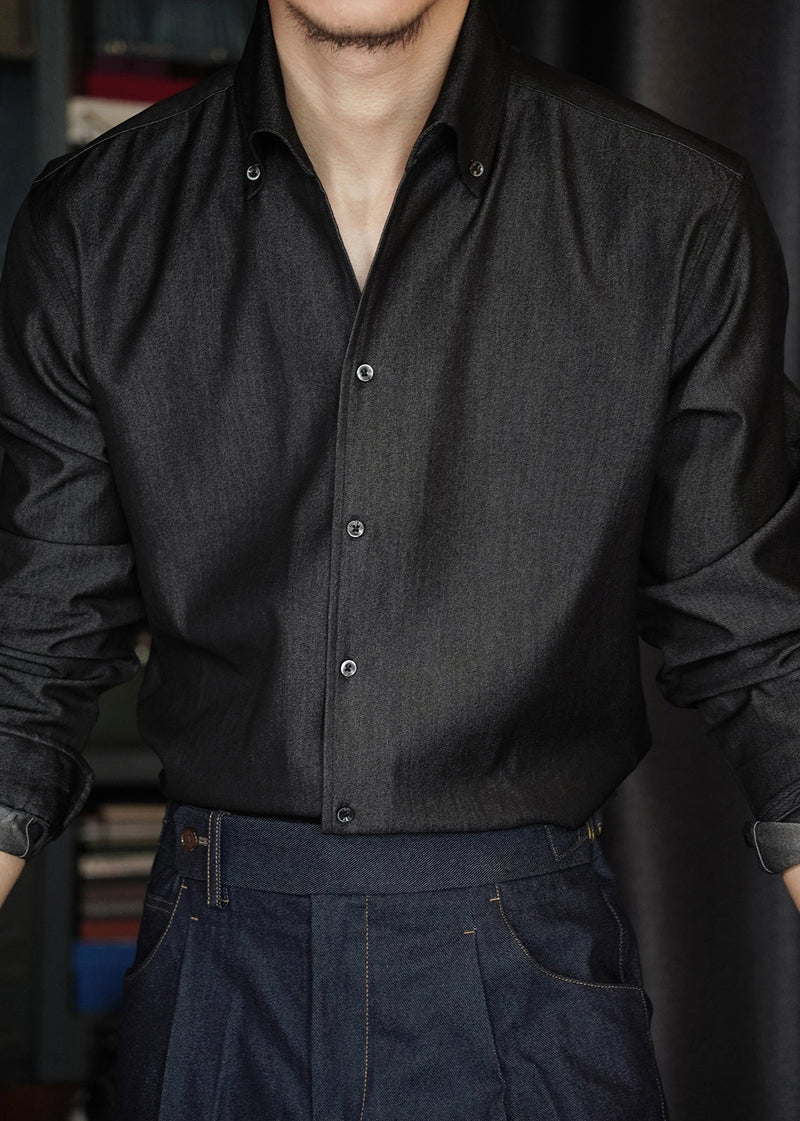 Black Button Denim Shirts Fall