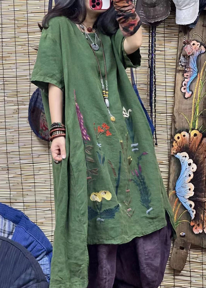 Black Embroidered Low High Design Cotton Dress Summer
