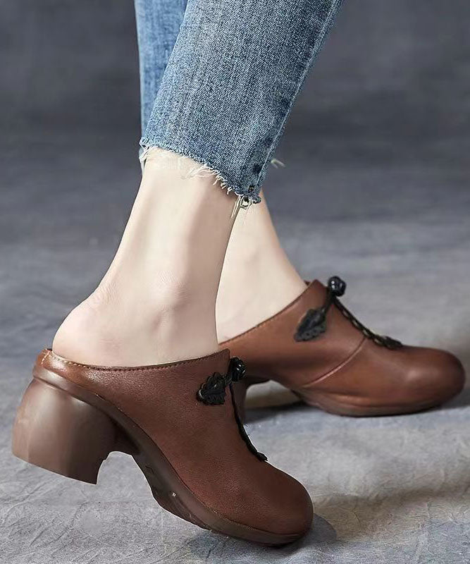Black Splicing Chunky Slide Sandals