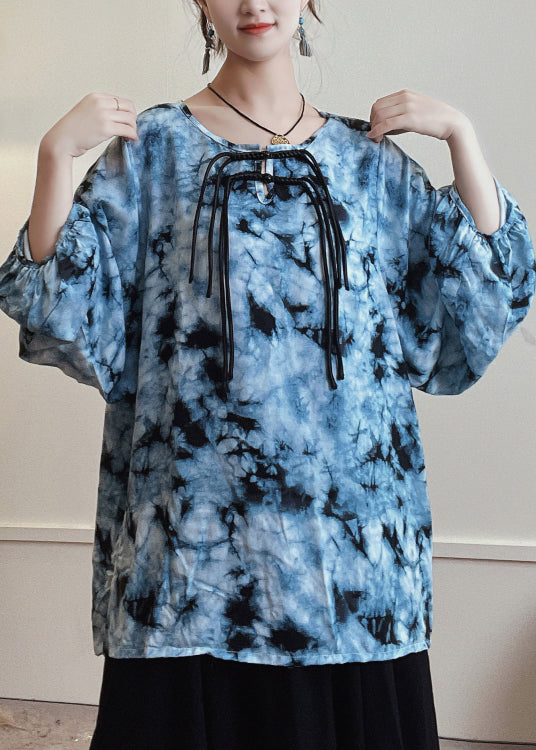 Black O-neck Tasseled Print Cotton T Shirts Spring