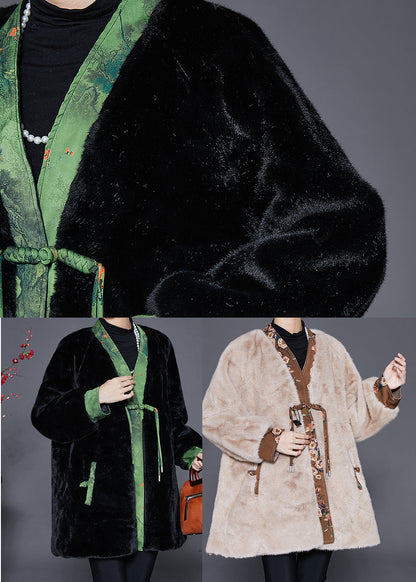 Black Oversized Patchwork Mink Velvet Coats Winter