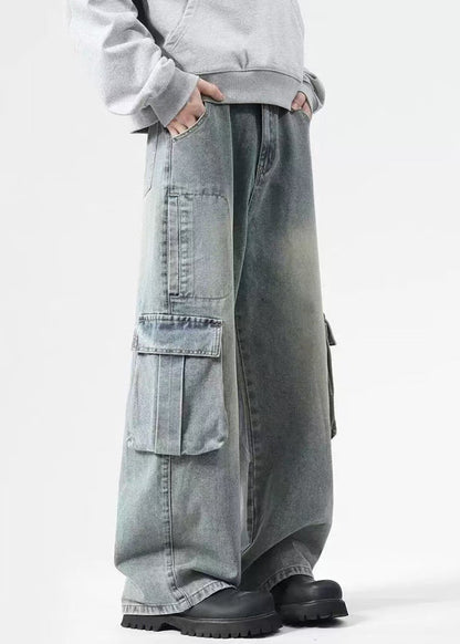 Black Pockets High Waist Denim Pants Spring