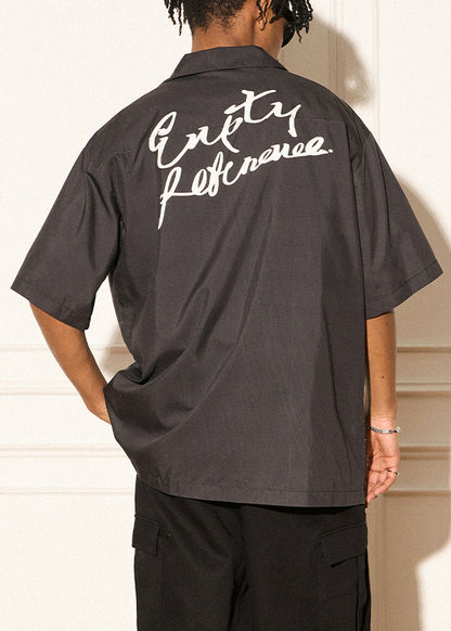 Black Print Button Cotton Shirts Summer