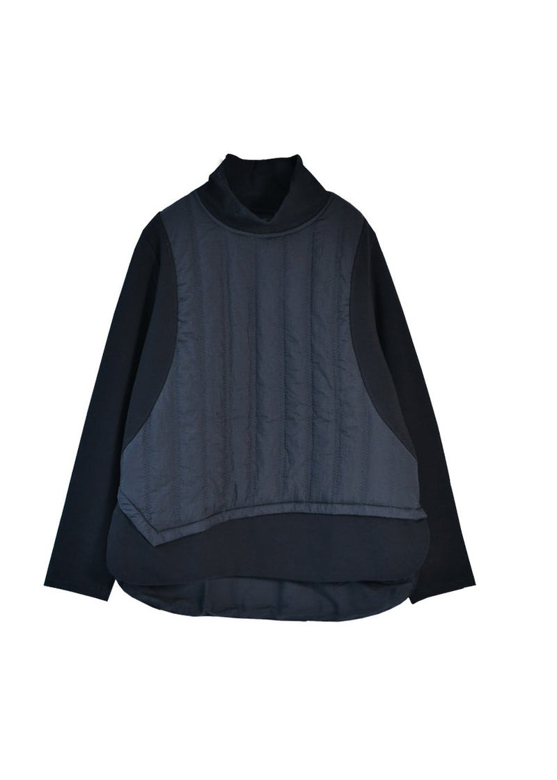 Black Turtleneck Fake Two Pieces Patchwork Sweatshirts Winter