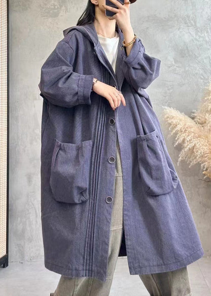 Black Wrinkled Button Hoodies Denim Trench Coats Fall