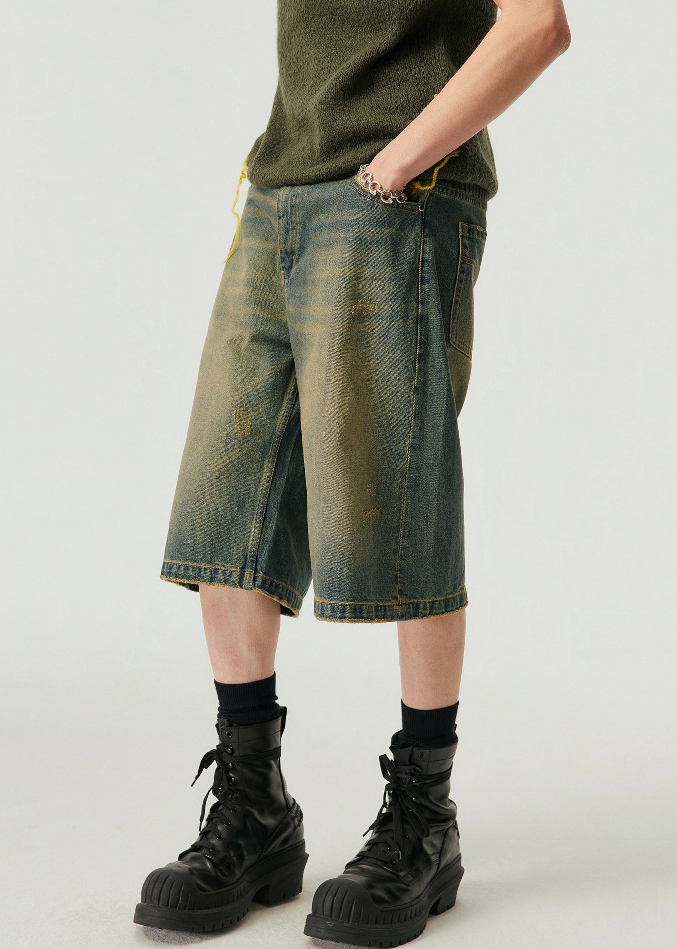 Blue Pockets High Waist Denim Shorts Summer