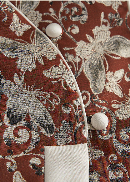 Brick Red Butterfly Jacquard Cotton Vests Fall