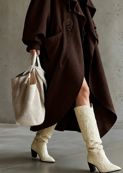 Button Pockets Cotton Long Coats Spring