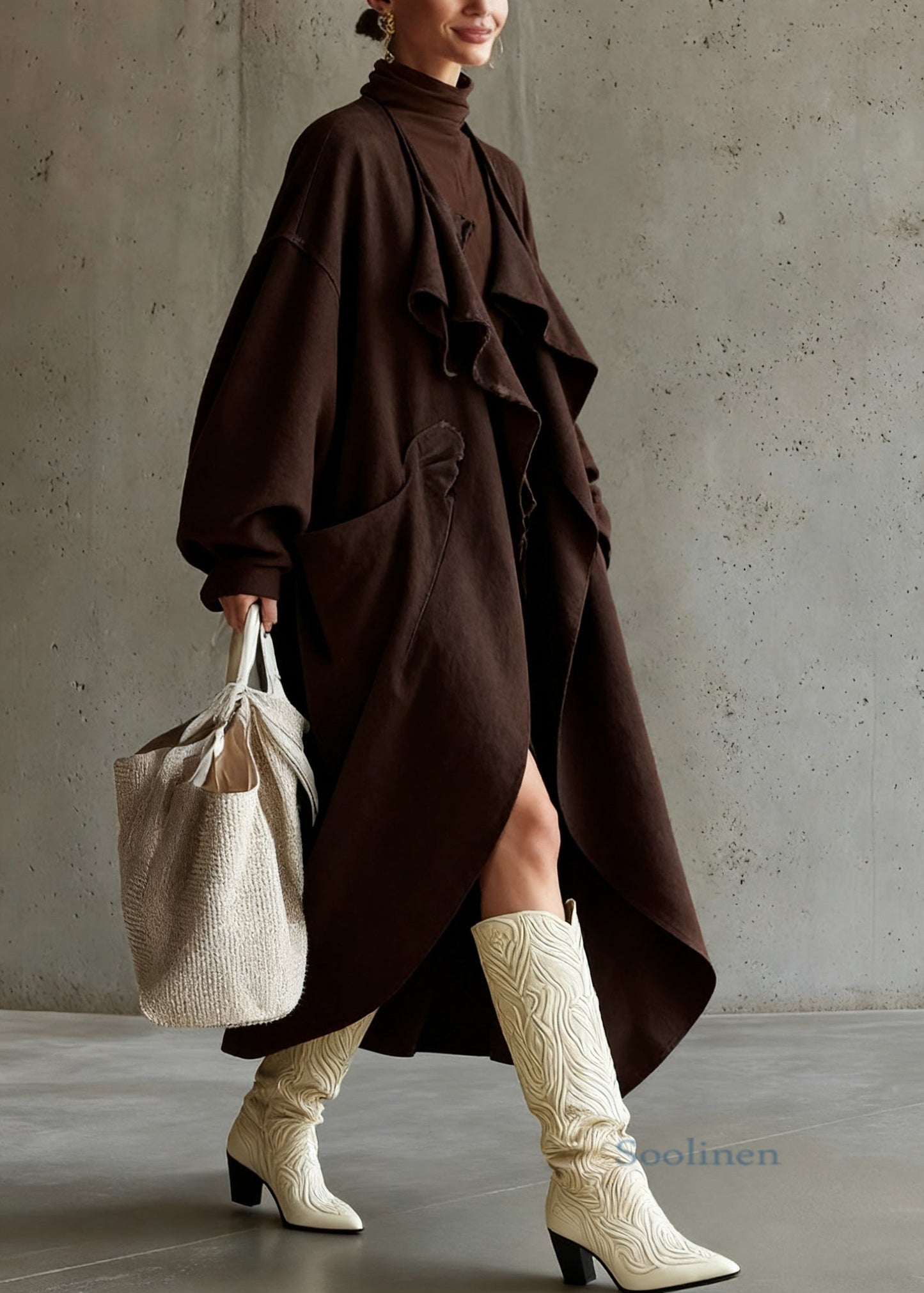 Button Pockets Cotton Long Coats Spring