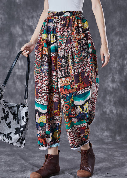 Chocolate High Waist Oversized Print Cotton Pants Summer