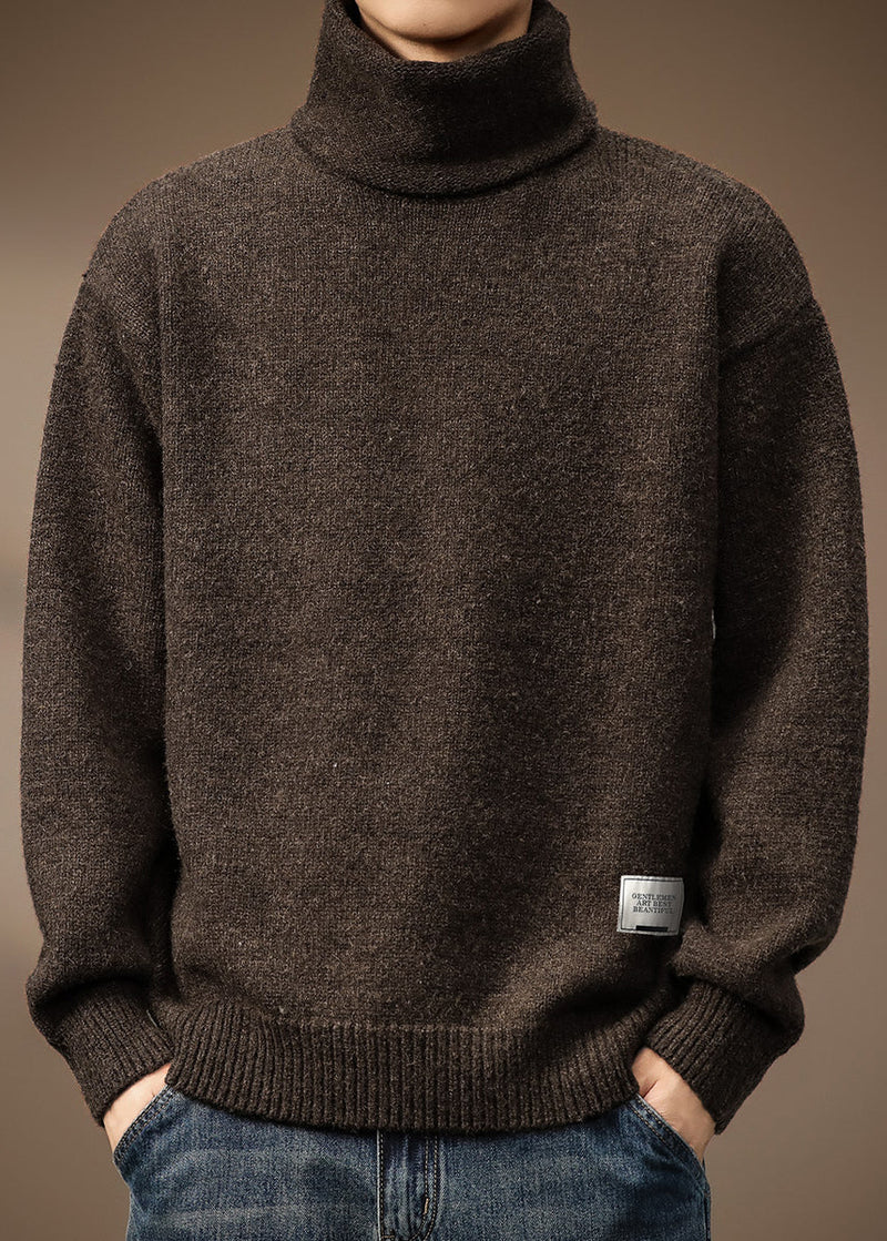 Coffee Cozy Thick Knit Wool Knit Turtleneck Winter