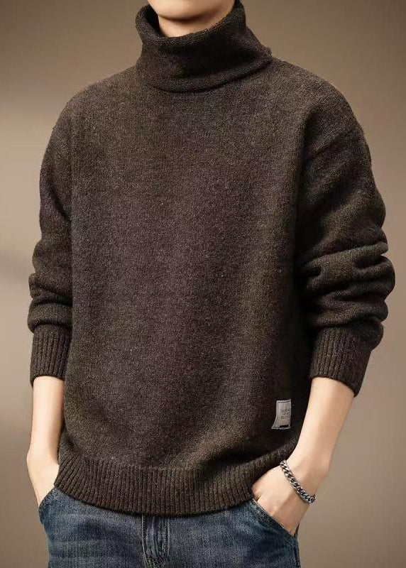 Coffee Cozy Thick Knit Wool Knit Turtleneck Winter