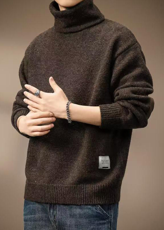 Coffee Cozy Thick Knit Wool Knit Turtleneck Winter