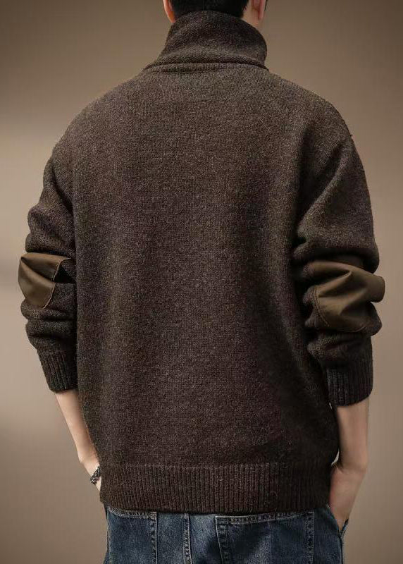 Coffee Cozy Thick Knit Wool Knit Turtleneck Winter