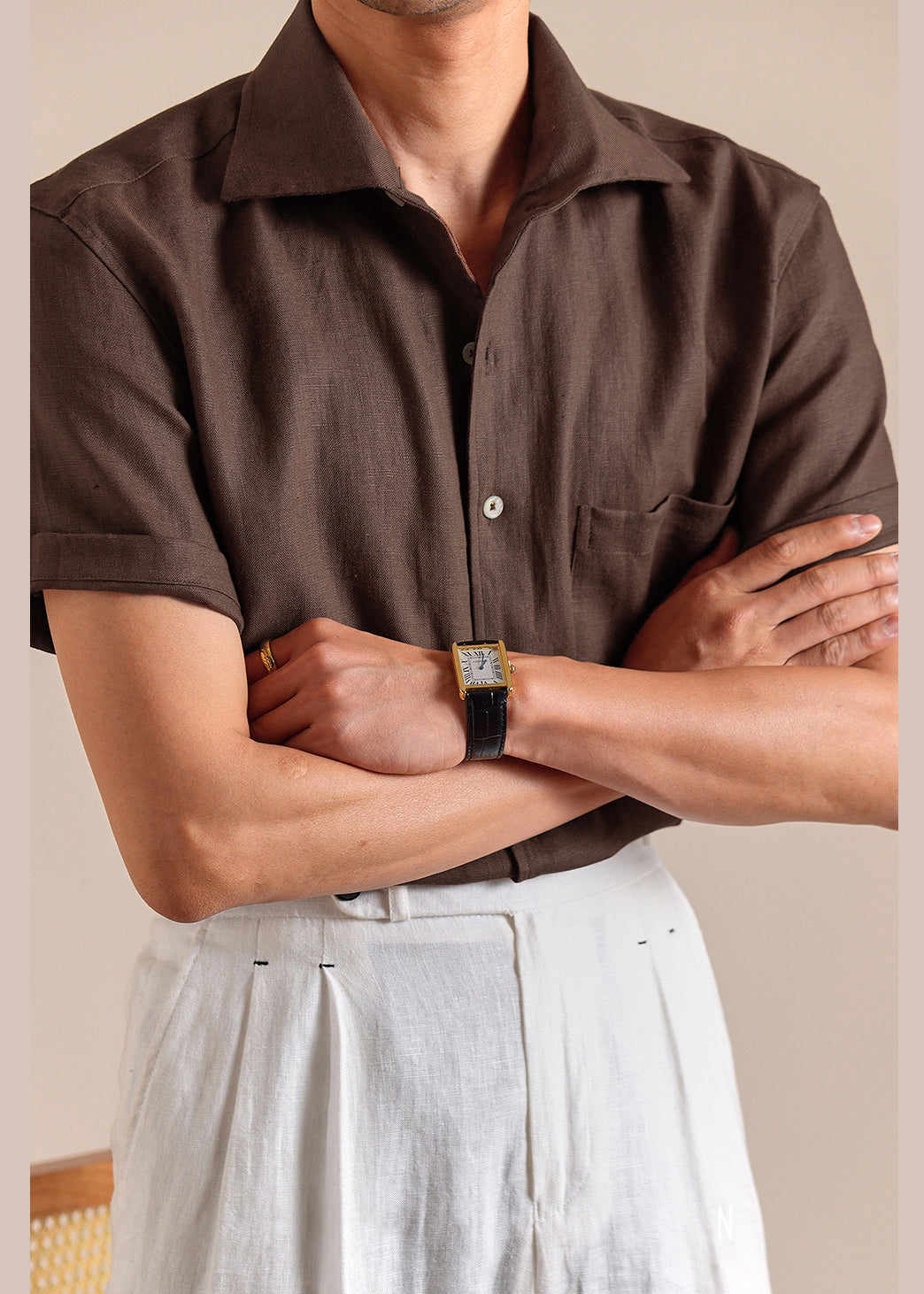 Coffee Peter Pan Collar Button Linen Shirts Summer