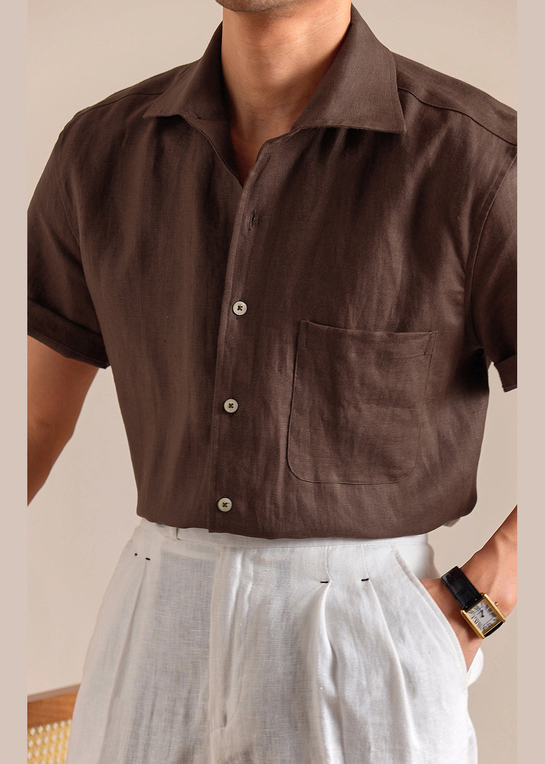 Coffee Peter Pan Collar Button Linen Shirts Summer
