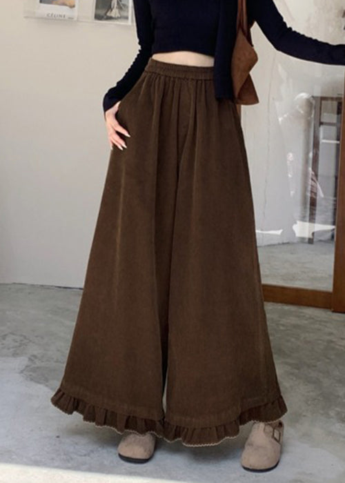 Coffee Pockets High Waist Corduroy Pants