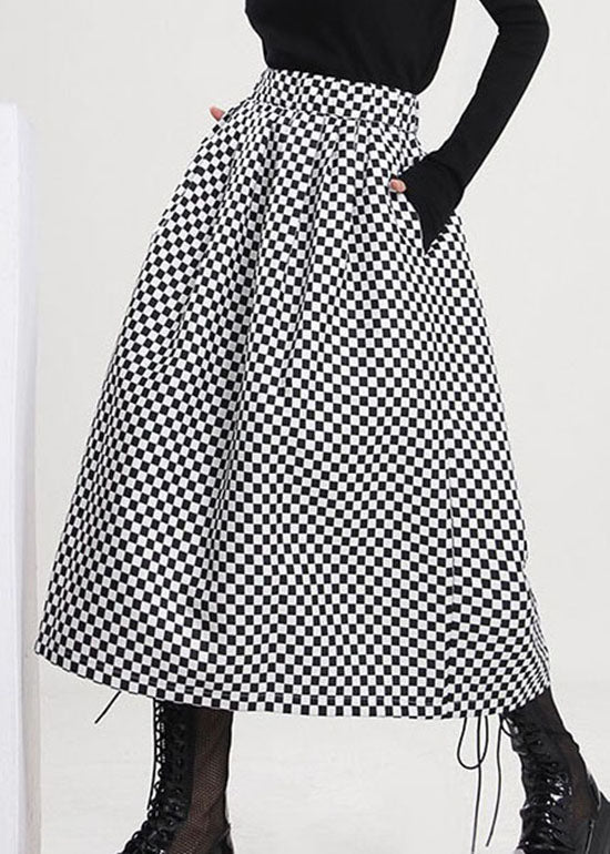 Colorblock Plaid Print Loose a Line Skirts Spring